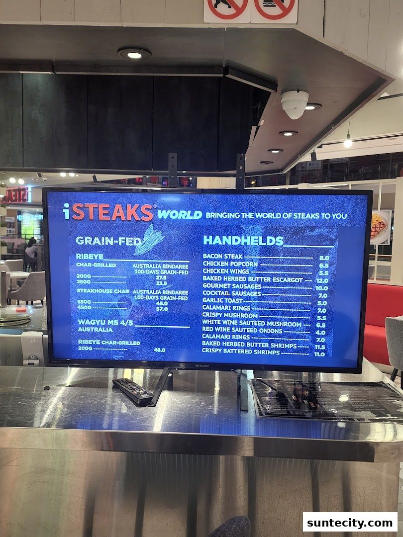 Menu page for iSTEAKS  Suntec City