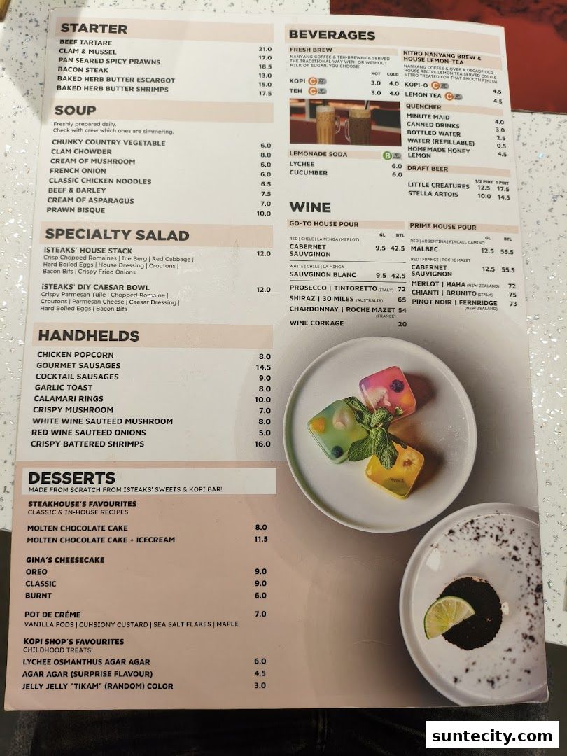 Menu page for iSTEAKS  Suntec City