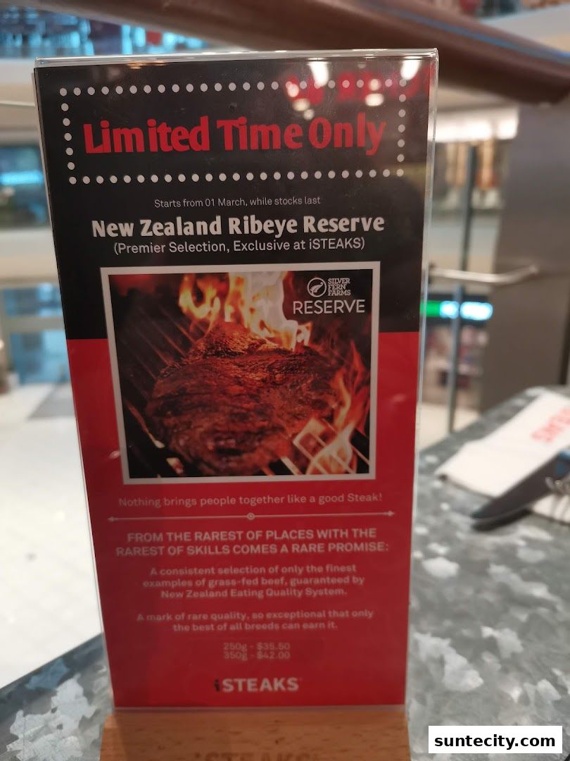 Menu page for iSTEAKS  Suntec City