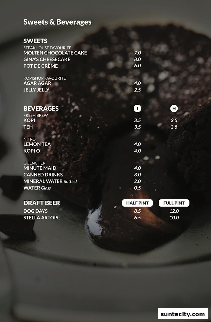 Menu page for iSTEAKS  Suntec City