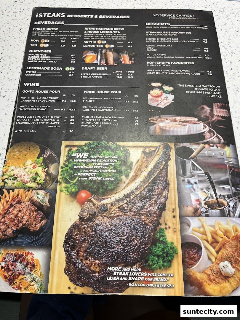Menu page for iSTEAKS  Suntec City