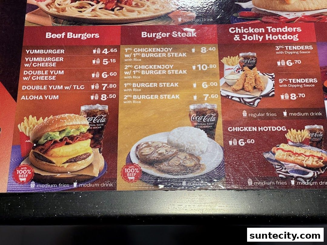 Menu page for Jollibee Suntec City