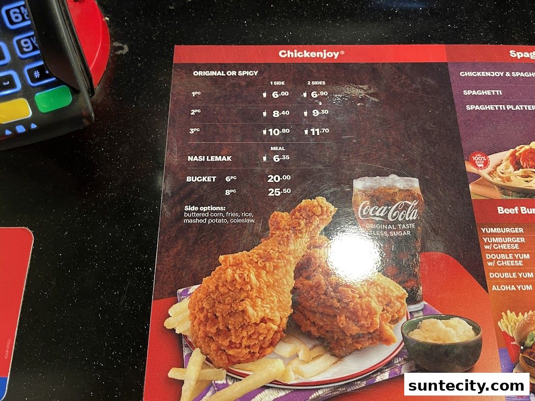 Menu page for Jollibee Suntec City