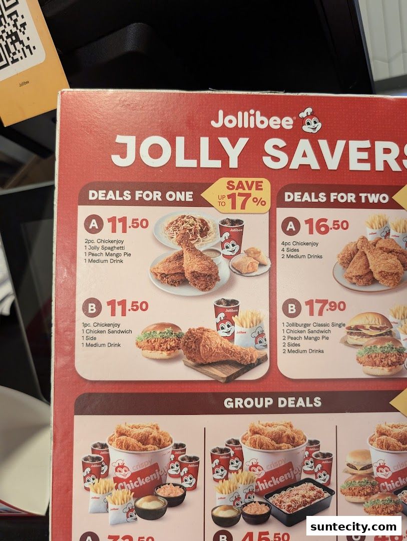 Menu page for Jollibee Suntec City
