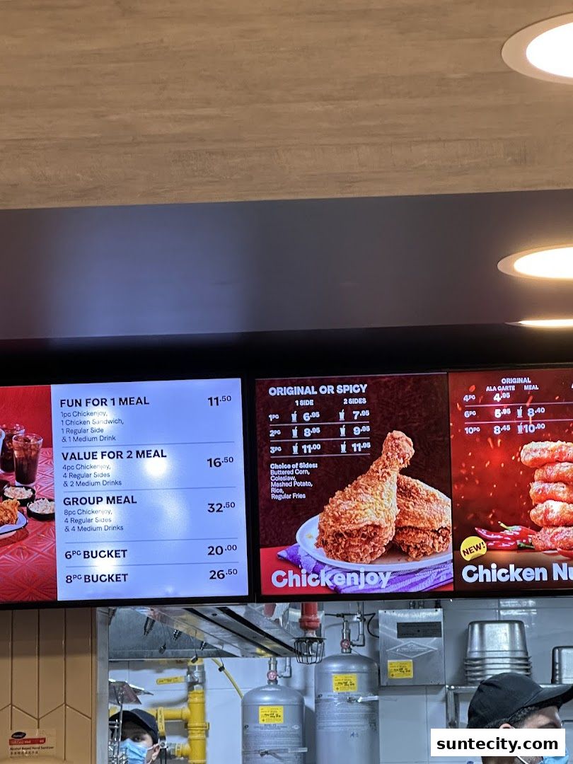 Menu page for Jollibee Suntec City