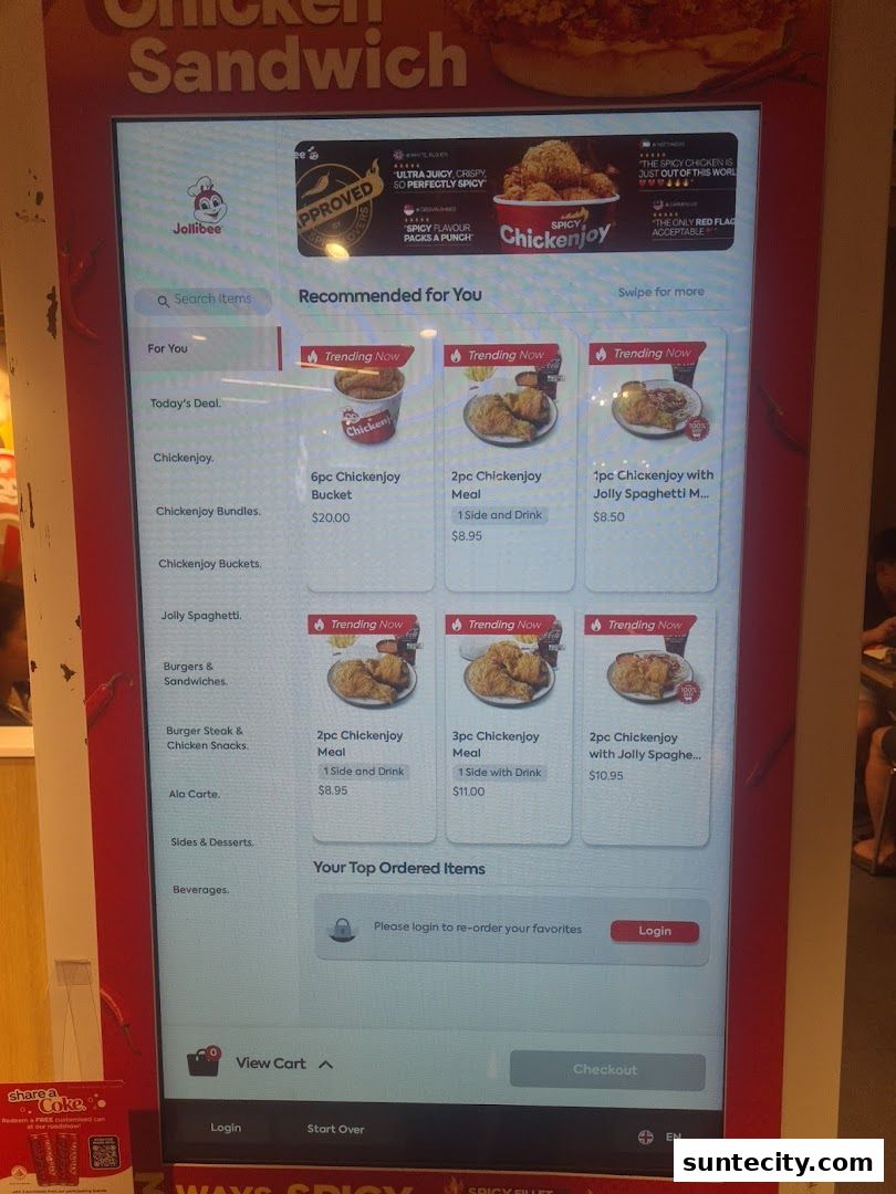 Menu page for Jollibee Suntec City