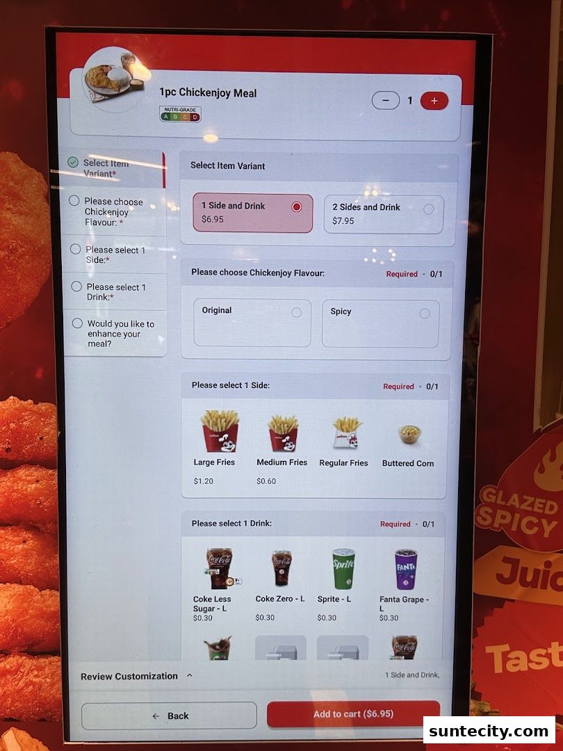 Menu page for Jollibee Suntec City