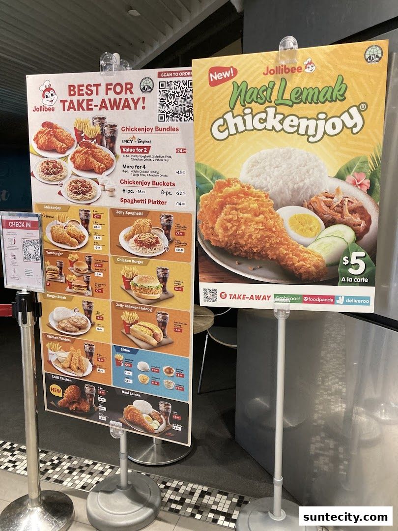 Menu page for Jollibee Suntec City