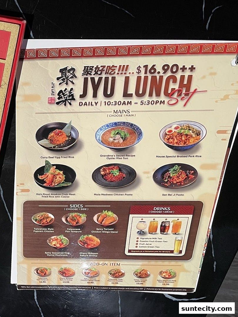 Menu page for Jyu Lae Bistro 聚樂