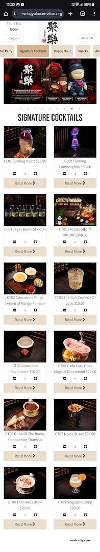 Menu page for Jyu Lae Bistro 聚樂