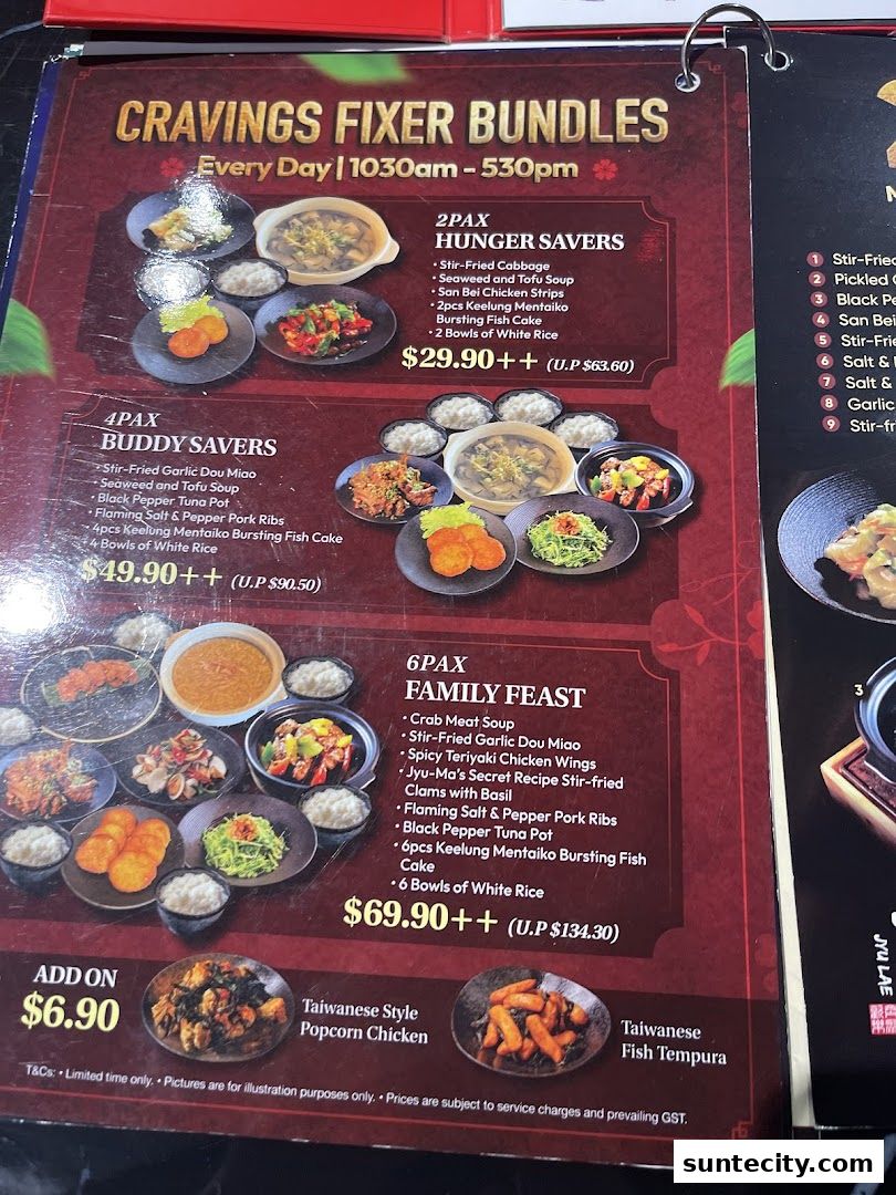 Menu page for Jyu Lae Bistro 聚樂