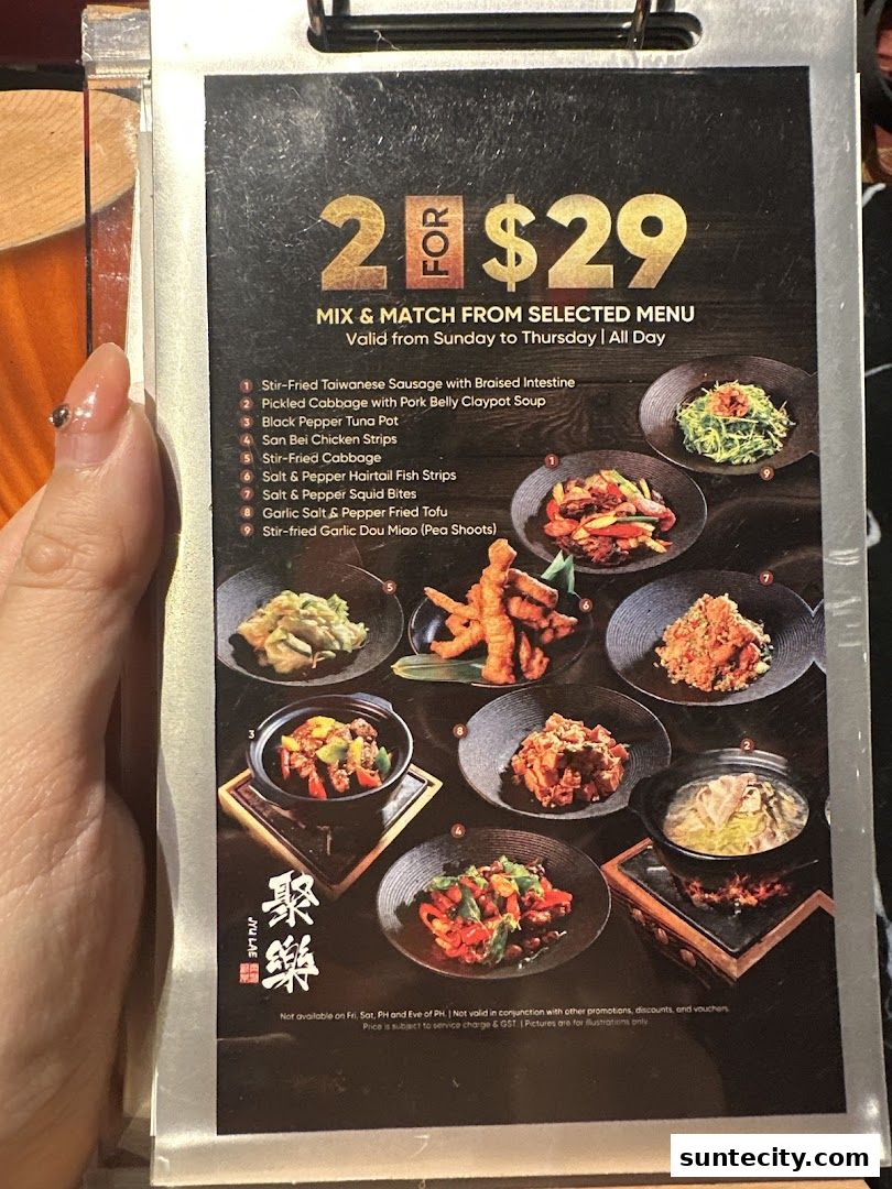 Menu page for Jyu Lae Bistro 聚樂