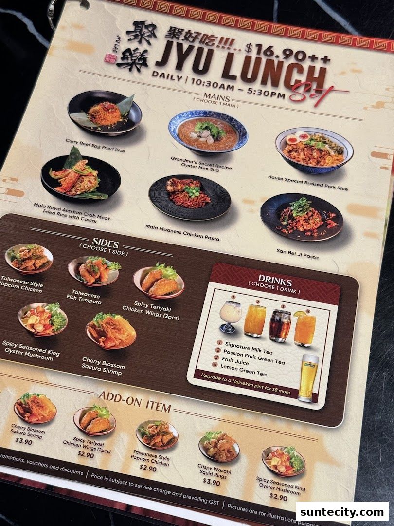 Menu page for Jyu Lae Bistro 聚樂