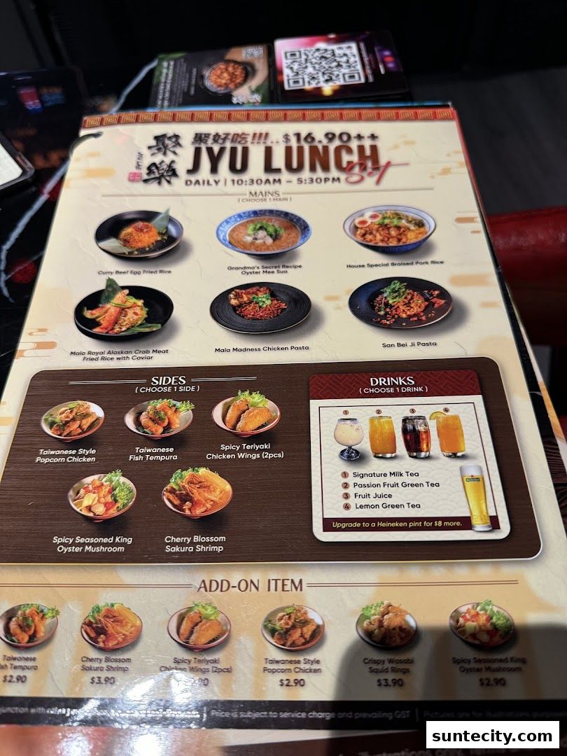 Menu page for Jyu Lae Bistro 聚樂