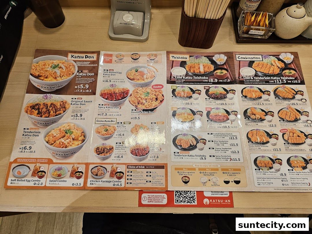 Menu page for Katsu-an Suntec City