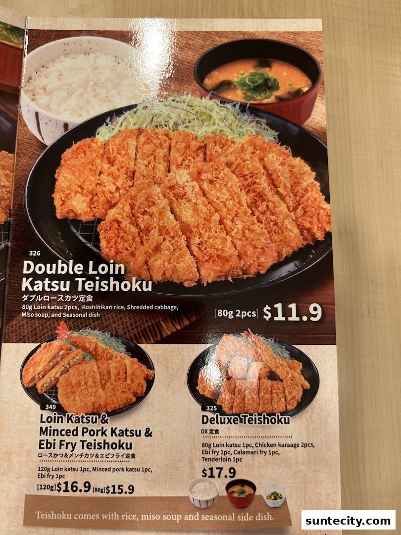 Menu page for Katsu-an Suntec City