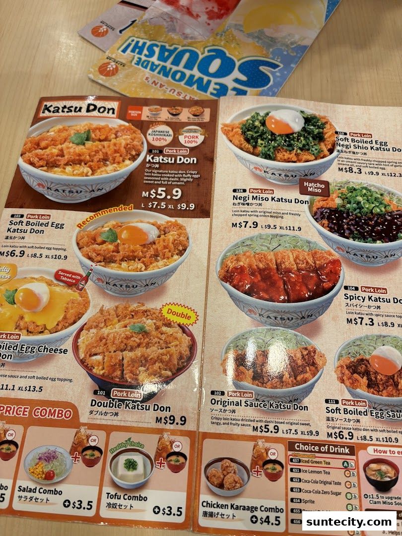 Menu page for Katsu-an Suntec City