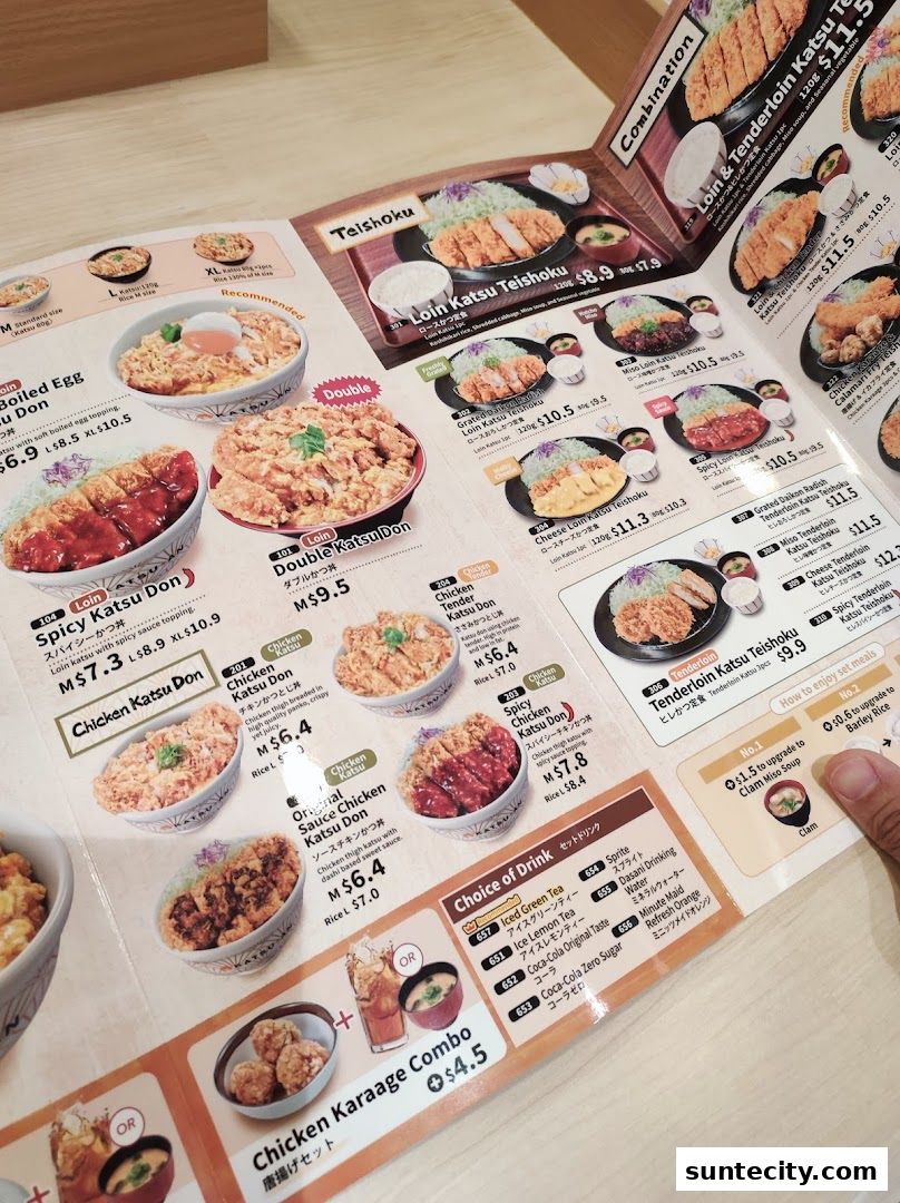 Menu page for Katsu-an Suntec City