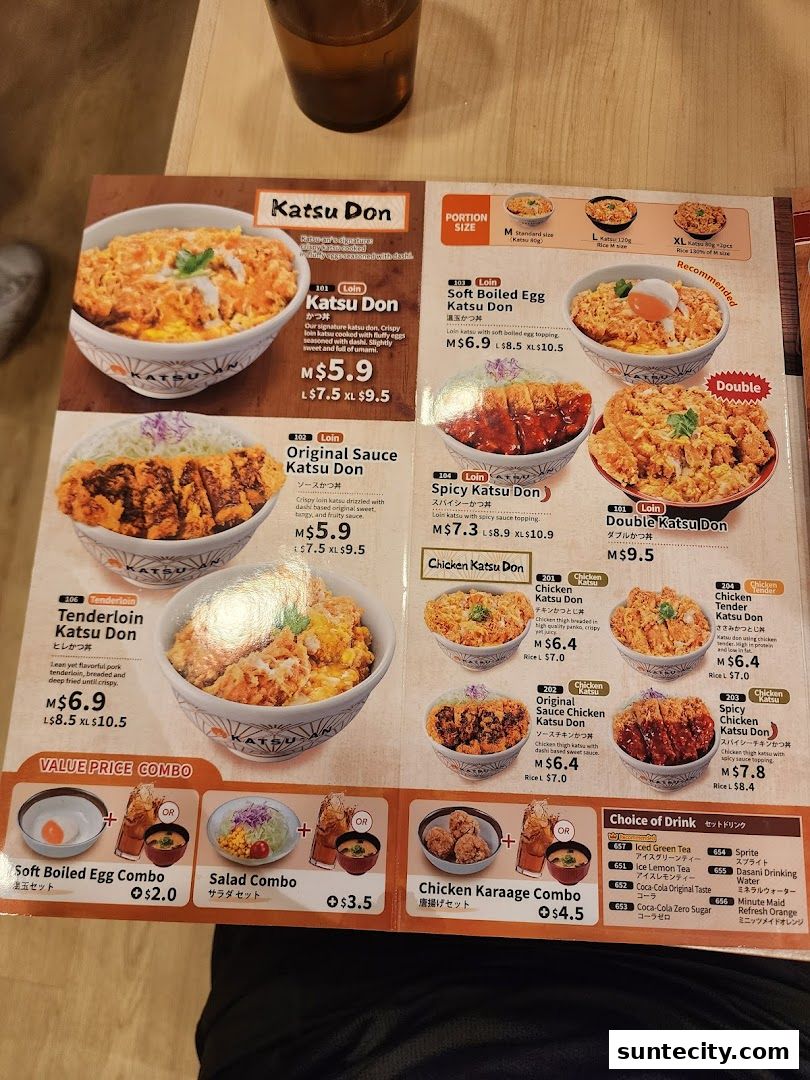 Menu page for Katsu-an Suntec City