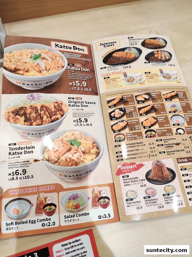 Menu page for Katsu-an Suntec City
