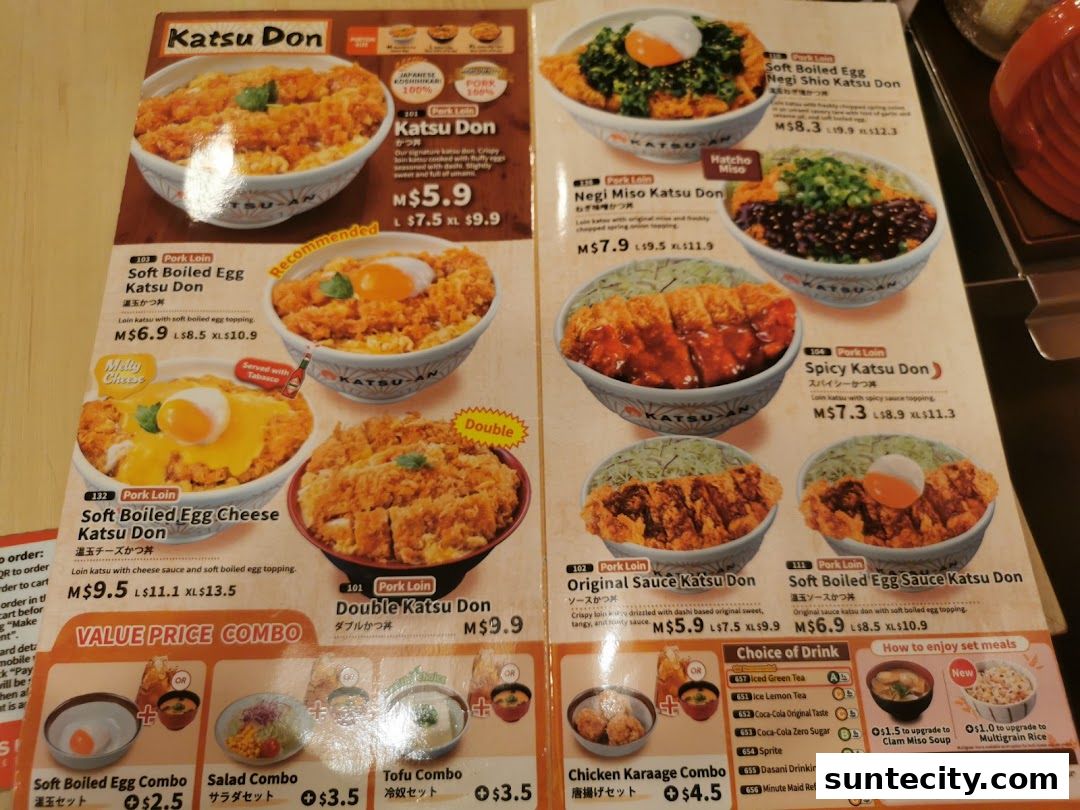Menu page for Katsu-an Suntec City