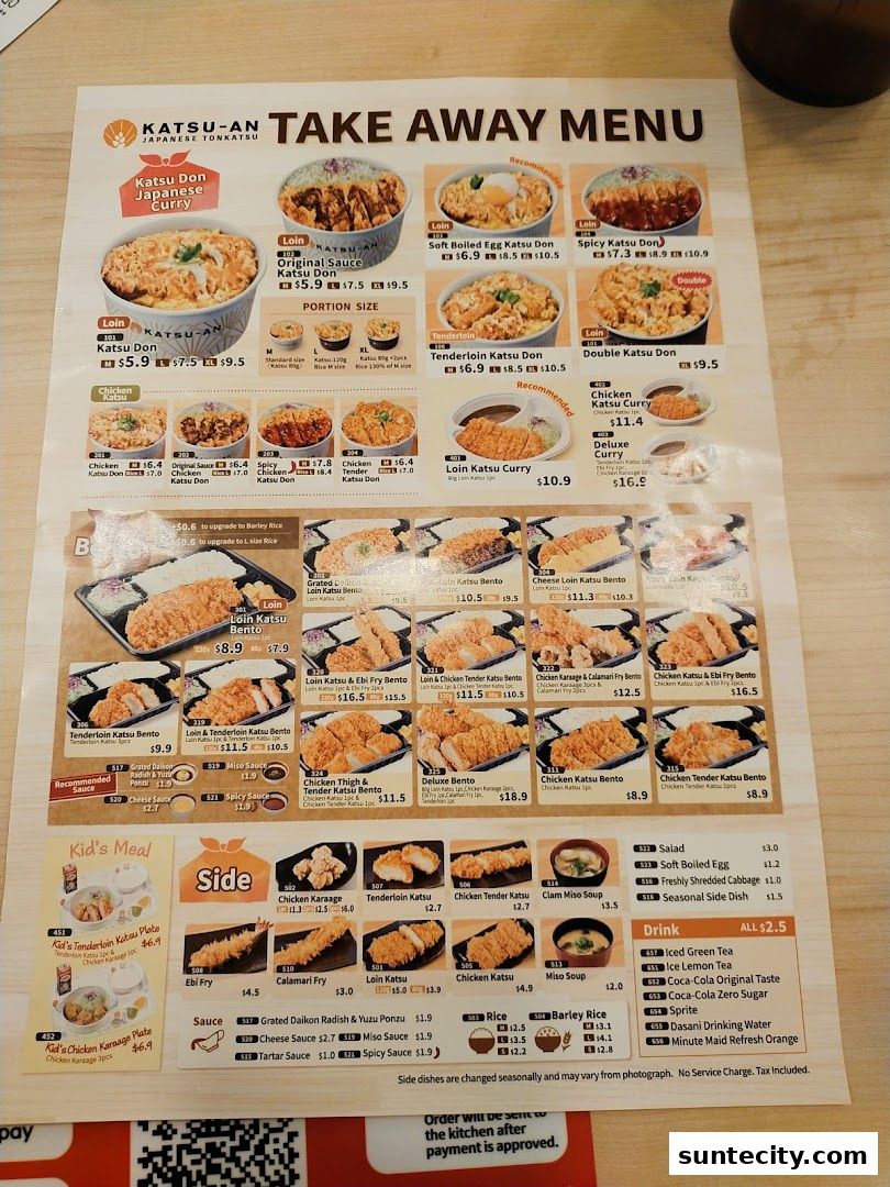 Menu page for Katsu-an Suntec City