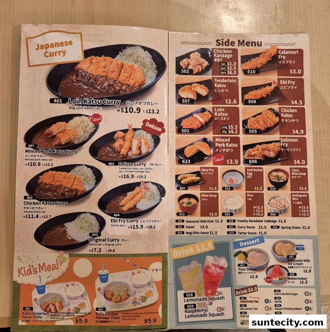 Menu page for Katsu-an Suntec City