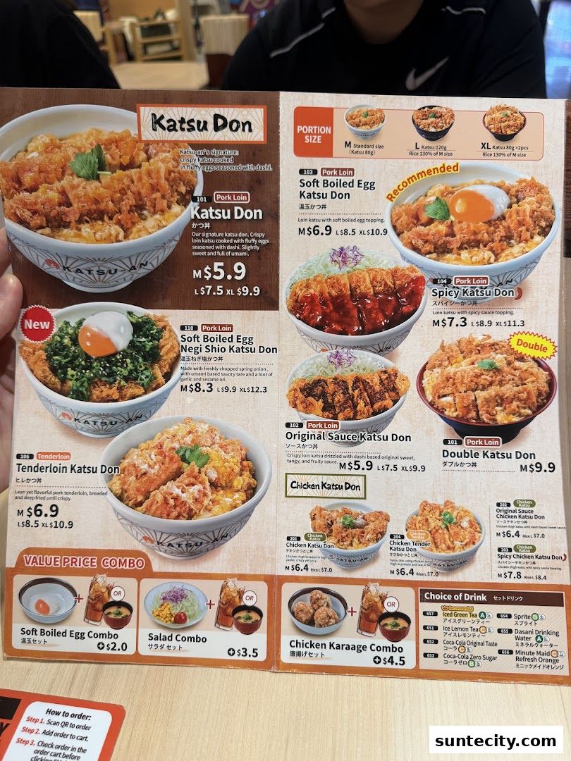 Menu page for Katsu-an Suntec City