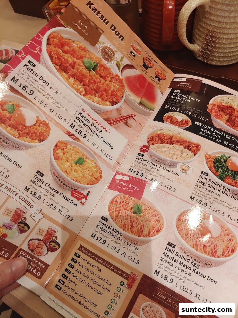 Menu page for Katsu-an Suntec City