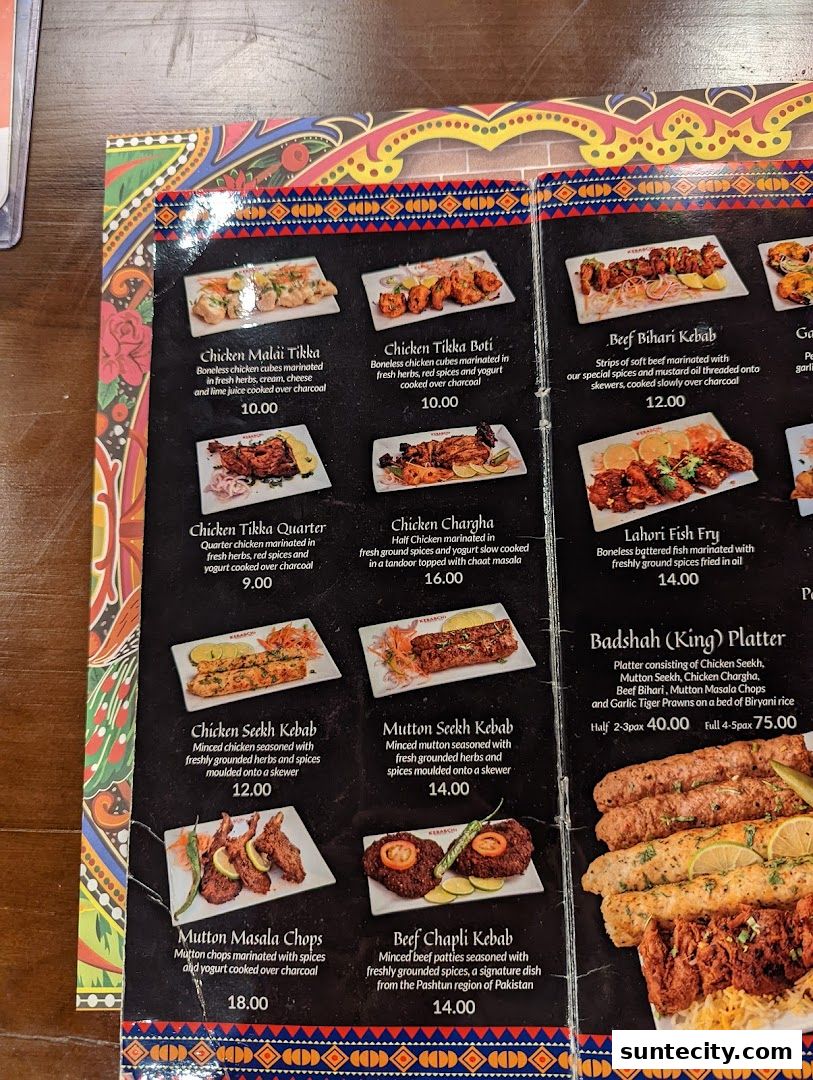 Menu page for Kebabchi Charcoal BBQ