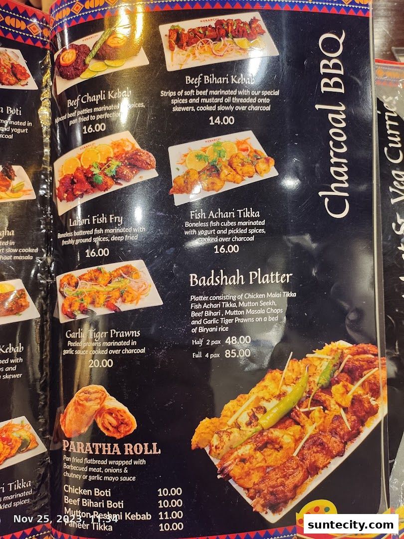 Menu page for Kebabchi Charcoal BBQ