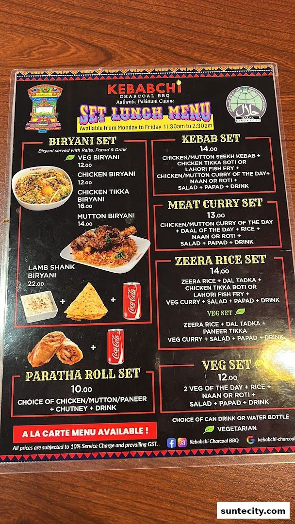 Menu page for Kebabchi Charcoal BBQ