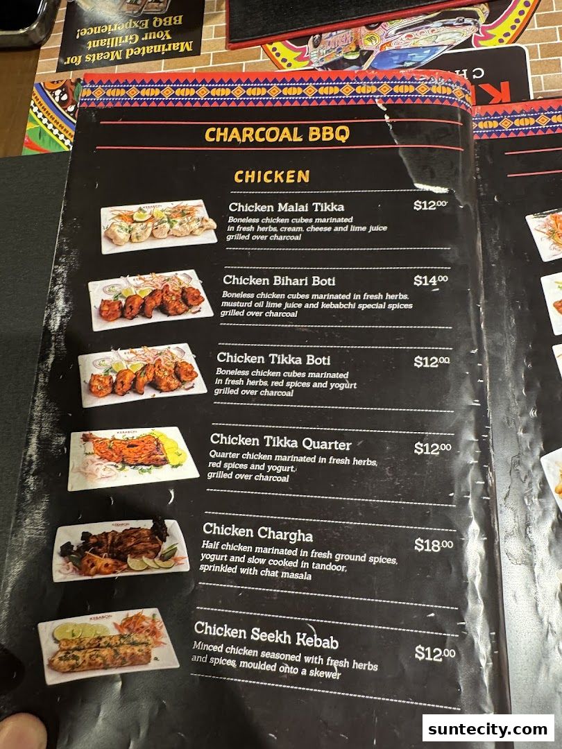 Menu page for Kebabchi Charcoal BBQ