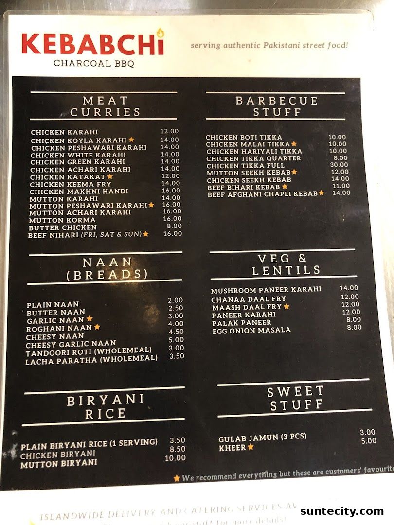 Menu page for Kebabchi Charcoal BBQ