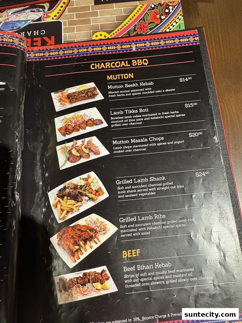 Menu page for Kebabchi Charcoal BBQ