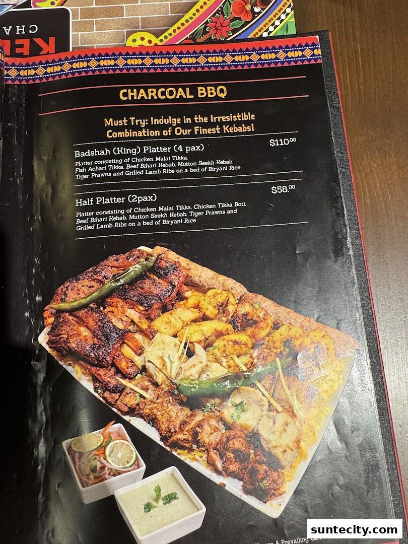Menu page for Kebabchi Charcoal BBQ