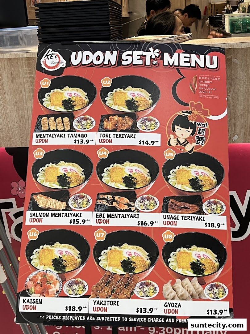 Menu page for Kei Kaisendon Suntec City