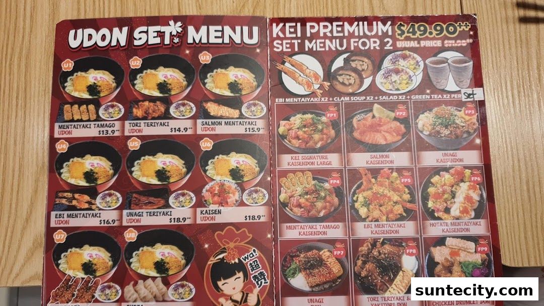 Menu page for Kei Kaisendon Suntec City