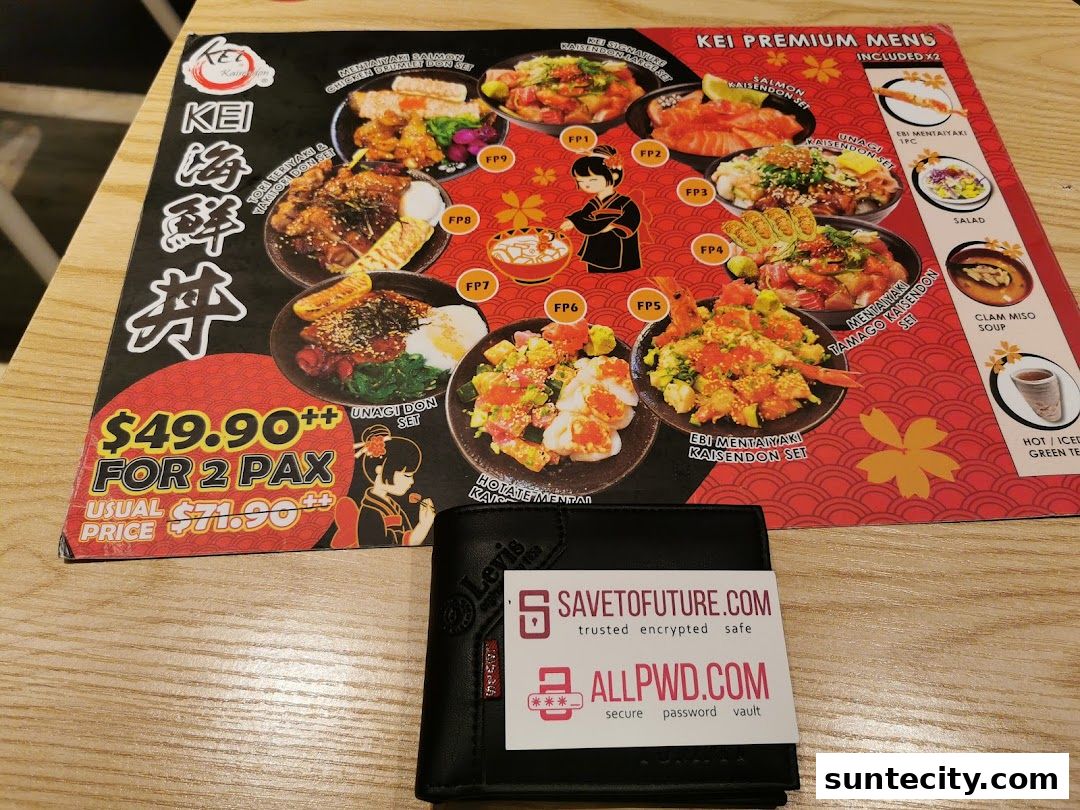 Menu page for Kei Kaisendon Suntec City