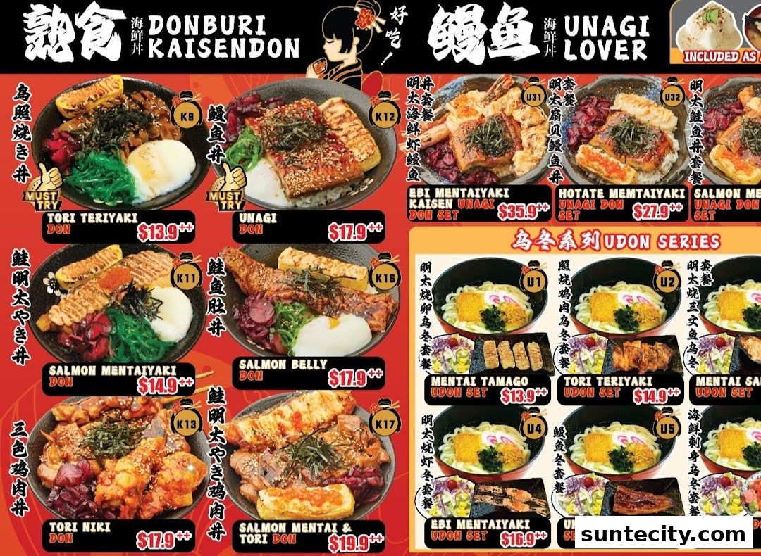 Menu page for Kei Kaisendon Suntec City