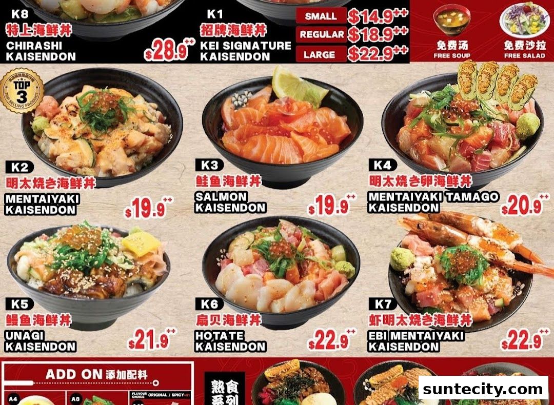 Menu page for Kei Kaisendon Suntec City