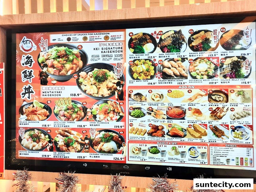 Menu page for Kei Kaisendon Suntec City
