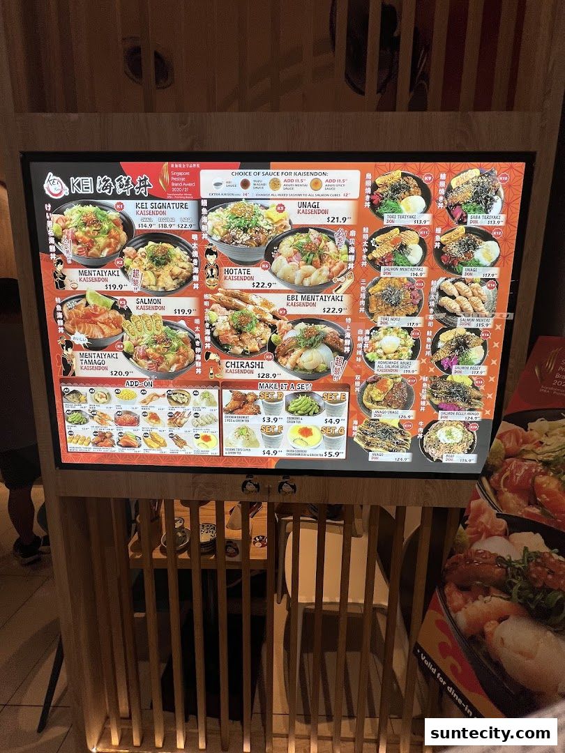 Menu page for Kei Kaisendon Suntec City
