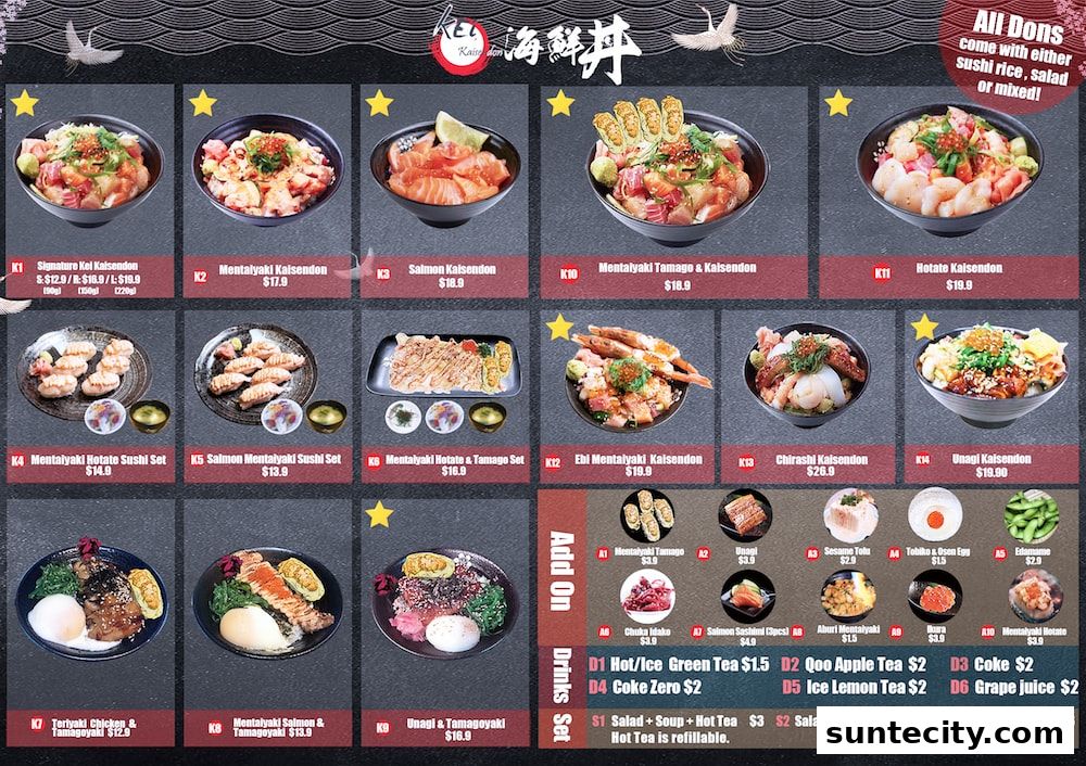 Menu page for Kei Kaisendon Suntec City
