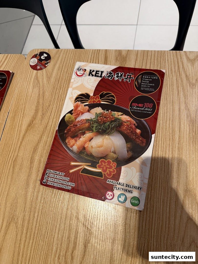 Menu page for Kei Kaisendon Suntec City