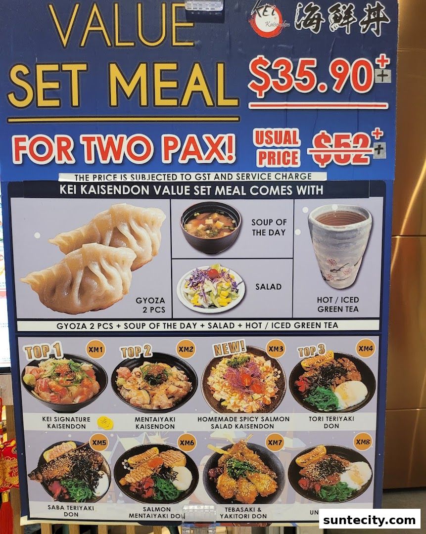Menu page for Kei Kaisendon Suntec City
