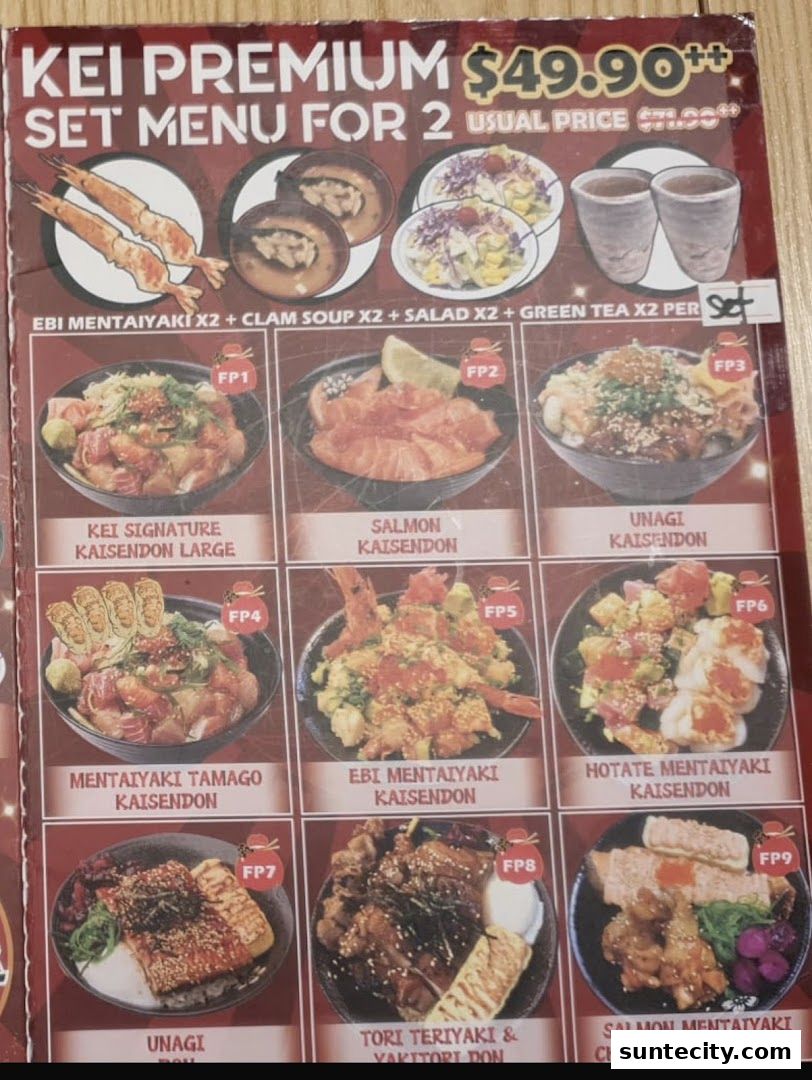 Menu page for Kei Kaisendon Suntec City