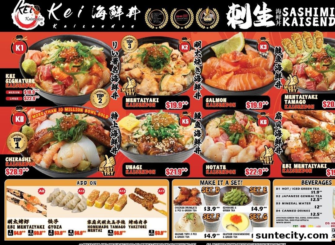 Menu page for Kei Kaisendon Suntec City