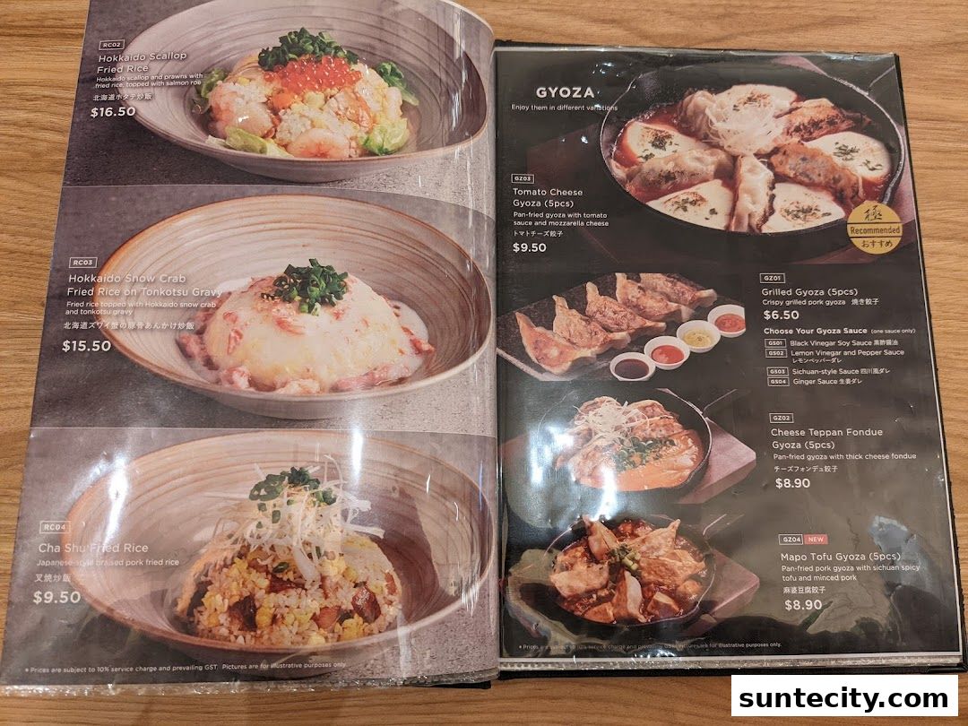Menu page for Kiwami Ramen  Gyoza Bar Suntec City