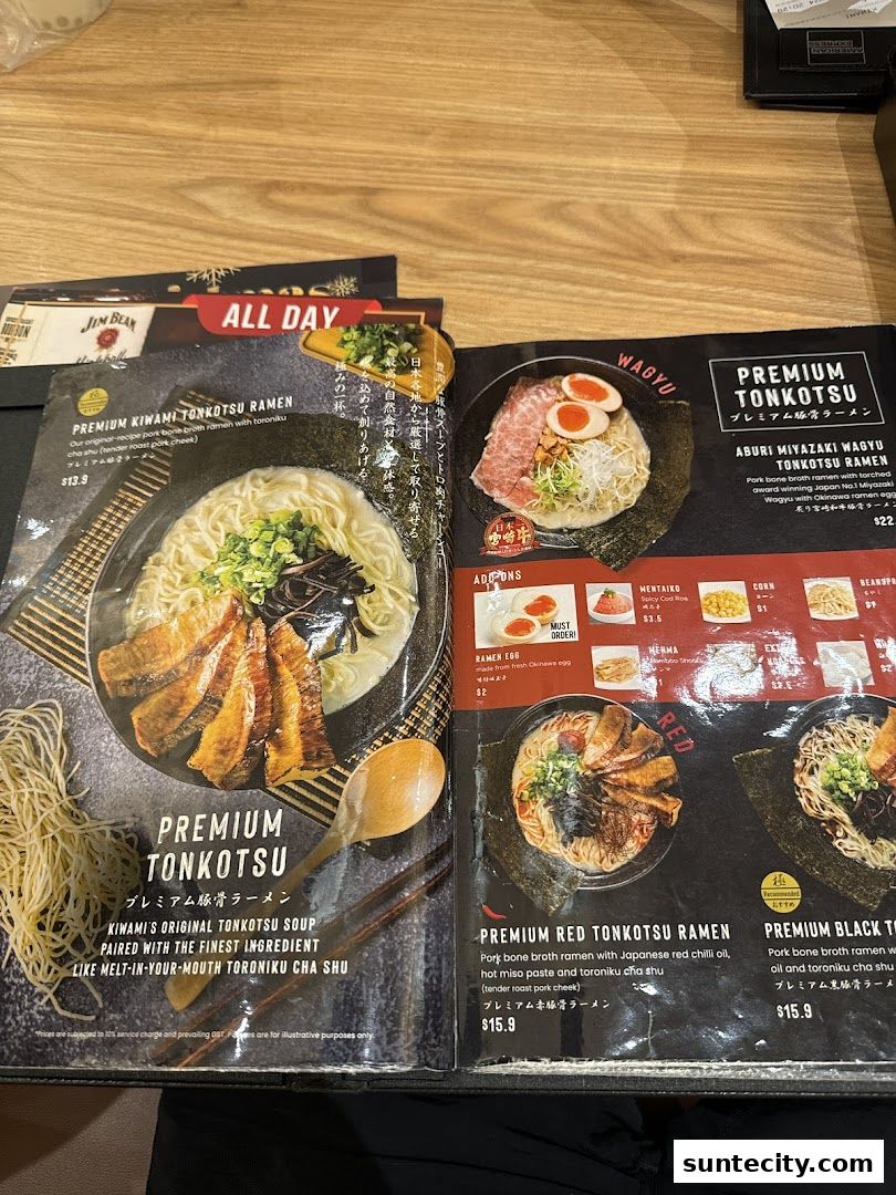 Menu page for Kiwami Ramen  Gyoza Bar Suntec City